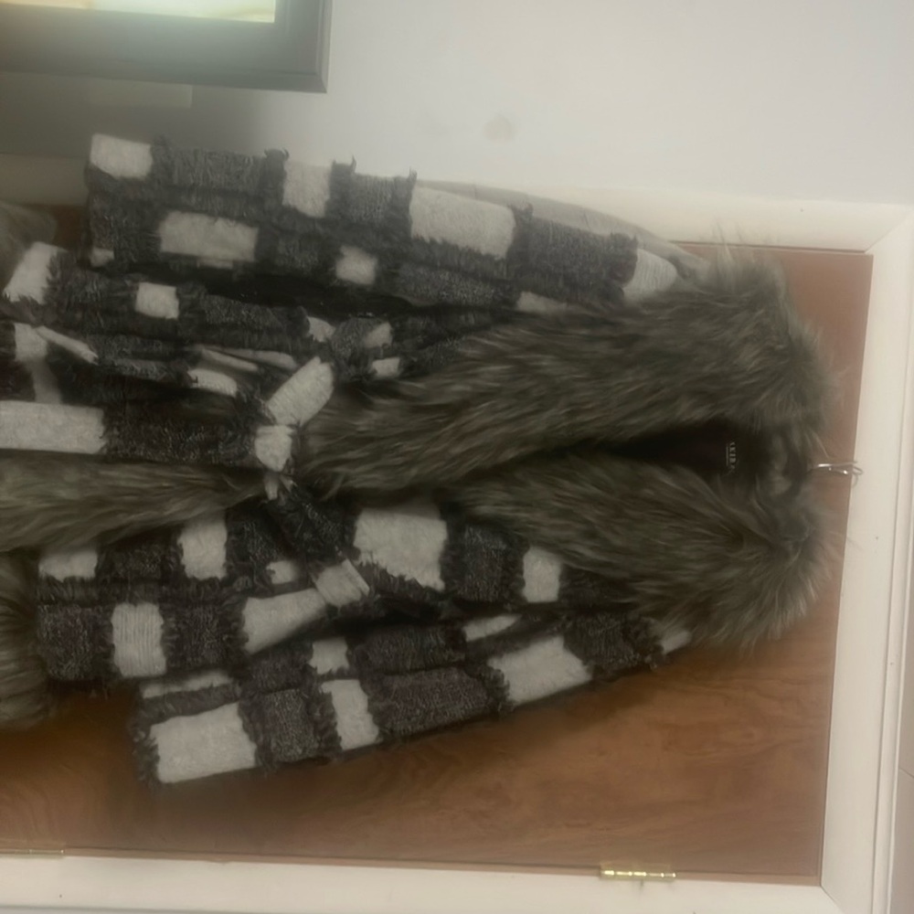 Black and gray coat knee length